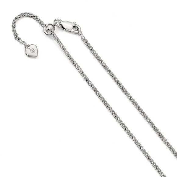 1.6mm Sterling Silver Adjustable Spiga Chain Necklace, 30 Inch - Picture 1 of 5